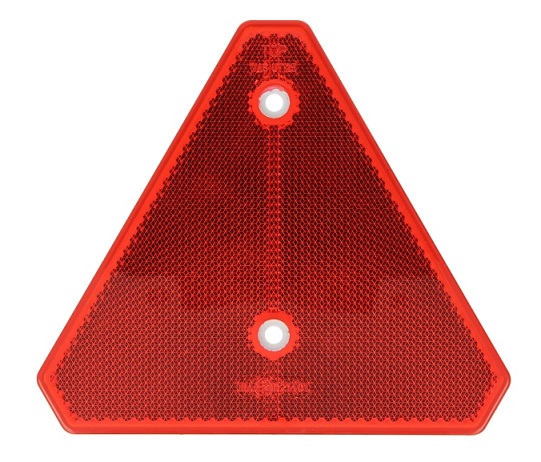 Odrazka trojúhelníková červená WAS, plast s otvory pro šrouby M5