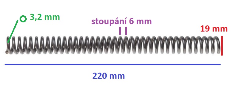 pružina předního tlumiče průměr 19 mm, délka 220 mm